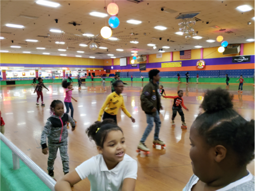 students on rollerskates 